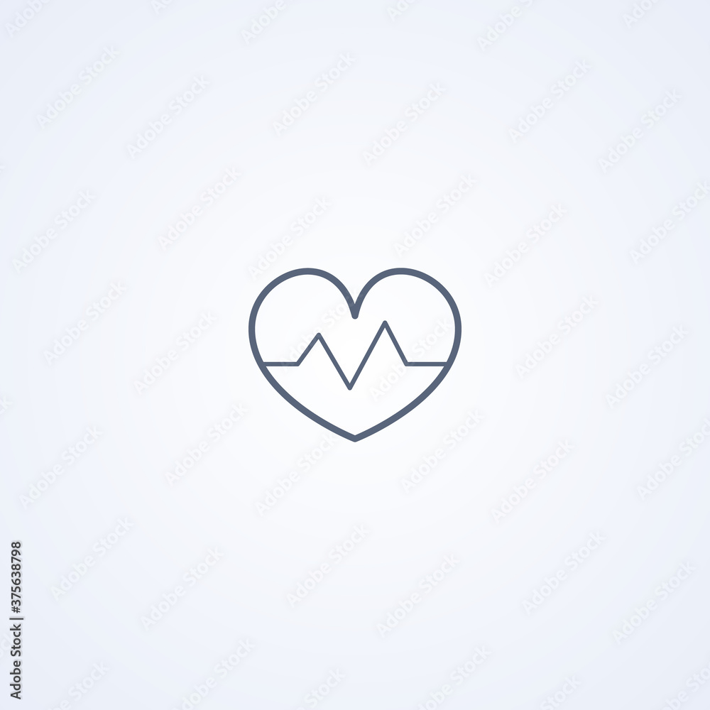 Heartbeat, vector best gray line icon Heartbeat, vector best gray line icon