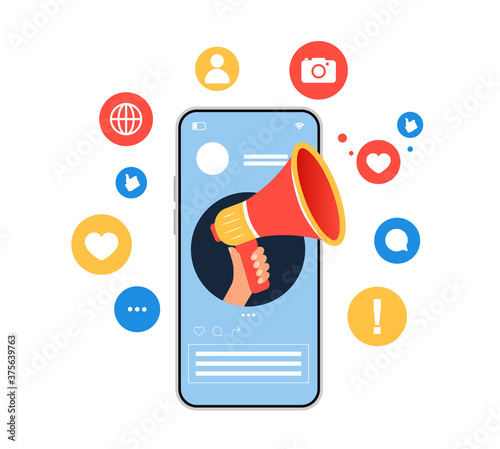 Mobile marketing concept. Social media.