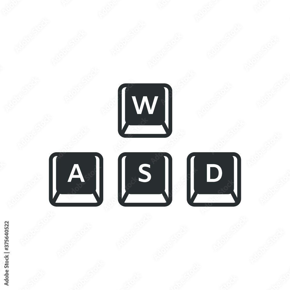 WASD keyboard gaming buttons vector icon