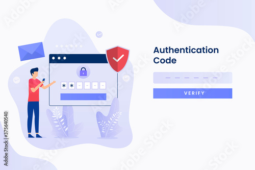 2-Step Verification illustration flat design. Illustration for websites, landing pages, mobile applications, posters and banners. photo