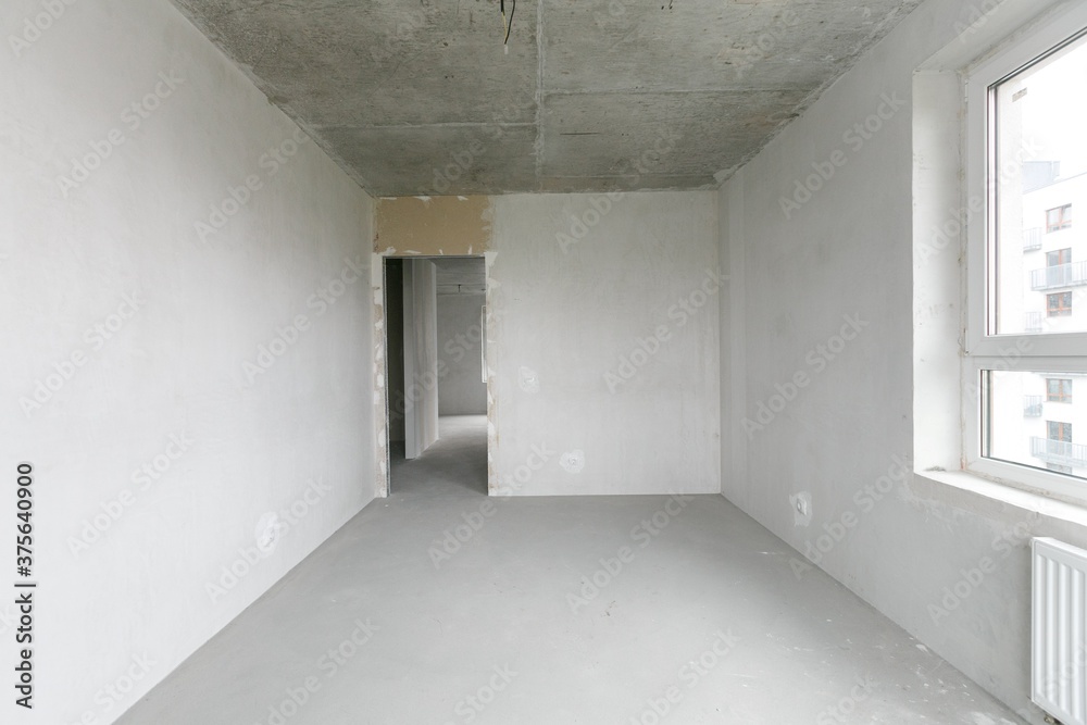 Fototapeta premium interior of the apartment without decoration in gray colors