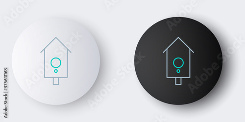 Line Retro wall watch icon isolated on grey background. Cuckoo clock sign. Antique pendulum clock. Colorful outline concept. Vector.