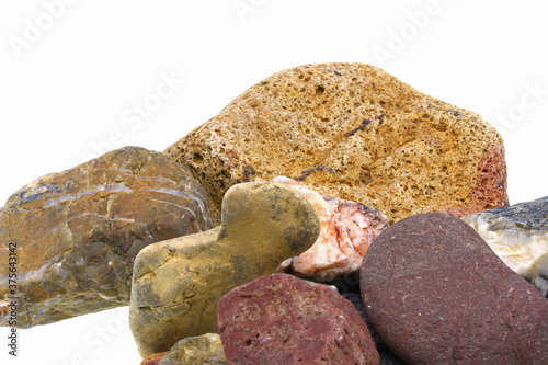 pieces of stone isolated on white background