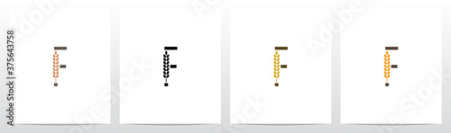 Wheat Grain On Letter Logo Design F