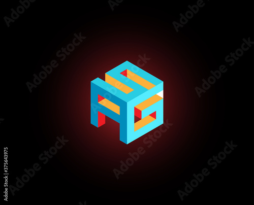 Geometry isometric logo design Infinite Cube Letter A S G
