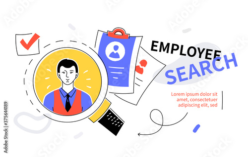 Employee search - modern colorful flat design style web banner