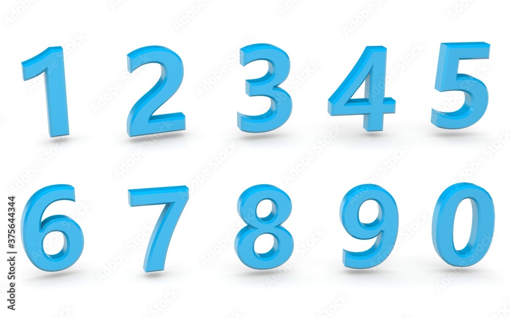 3D numbers 1234567890 on white background 3D numbers 1234567890 on white background