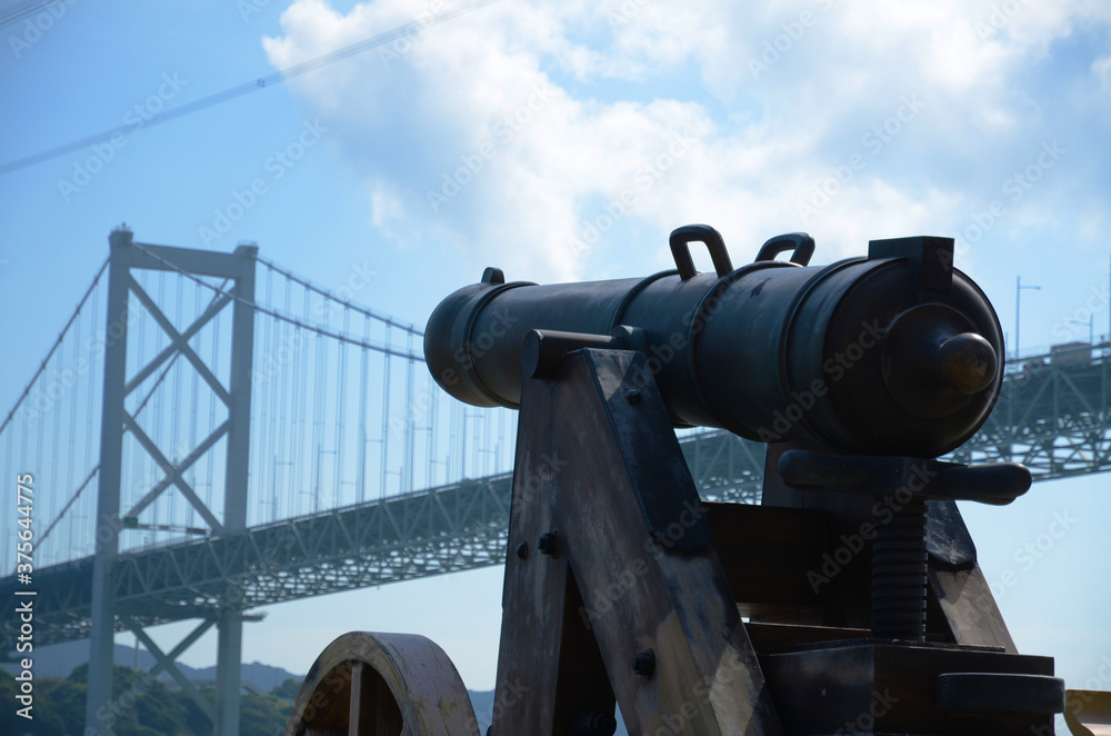 関門橋を狙っているかのように配置された長州砲