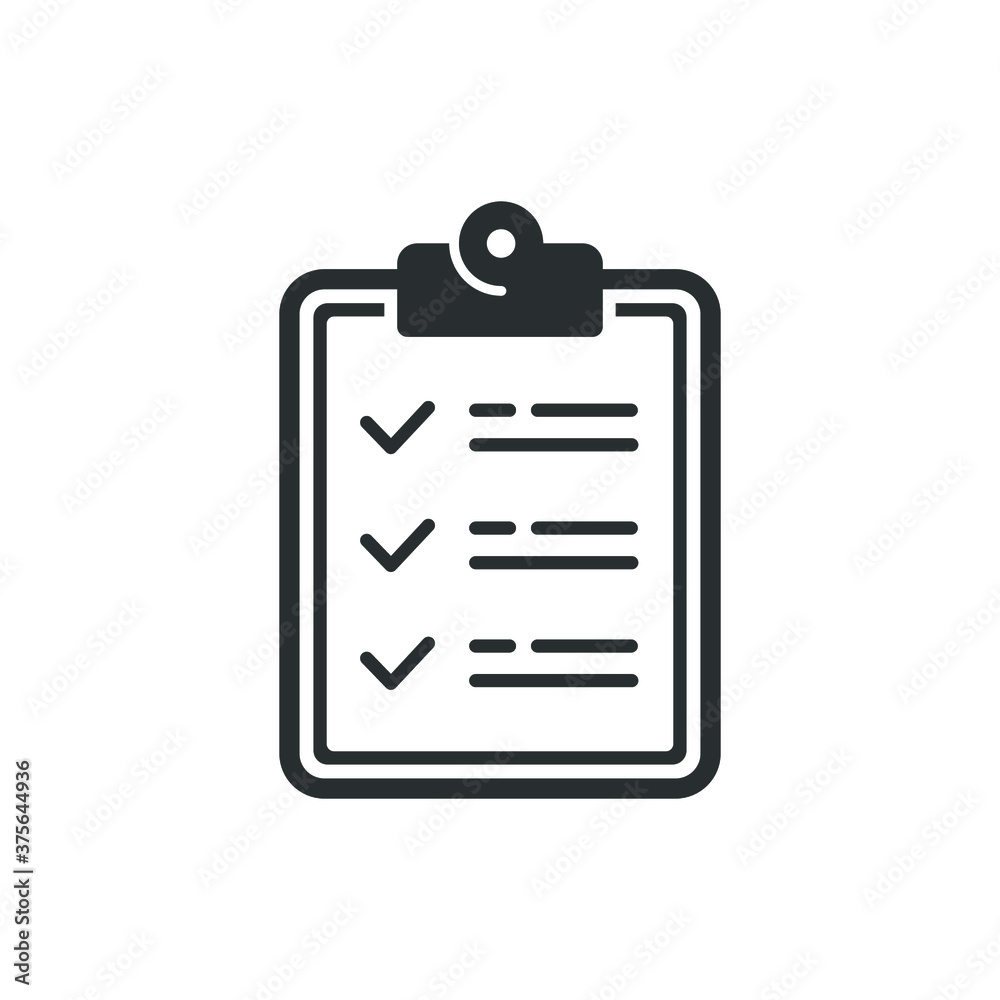 Icon vector clipboard with check mark on white background Icon vector clipboard with check mark on white background