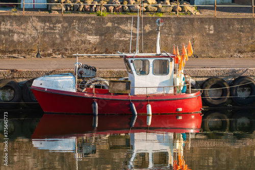 Small fishing boat docked in Bornholm Ronne port.