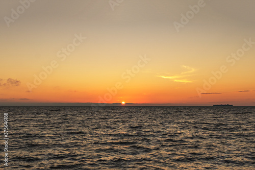 Gulf of Finland at sunset. Romantic evening. Summer