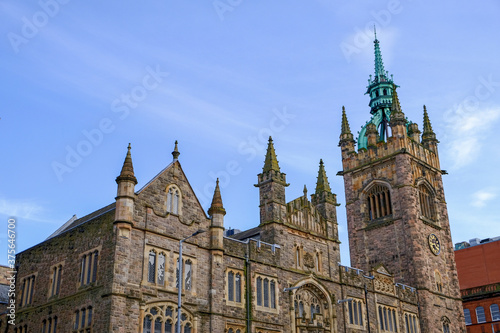 Belfast - August 2019: the conference center in the sunset