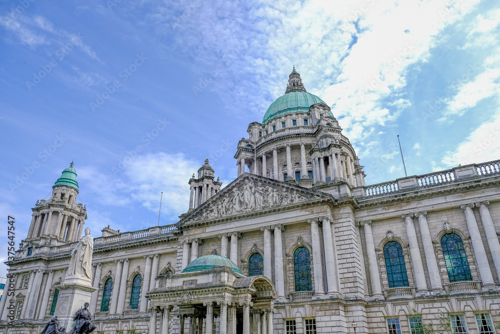 Belfast - August 2019: the exterior of the city hall
