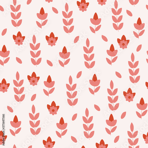 Wildflowers and herbs, branches and leaves. Seamless pattern. Botanical vector illustration.  For paper, covers, fabric, gift wrapping, wall art, interior decor.