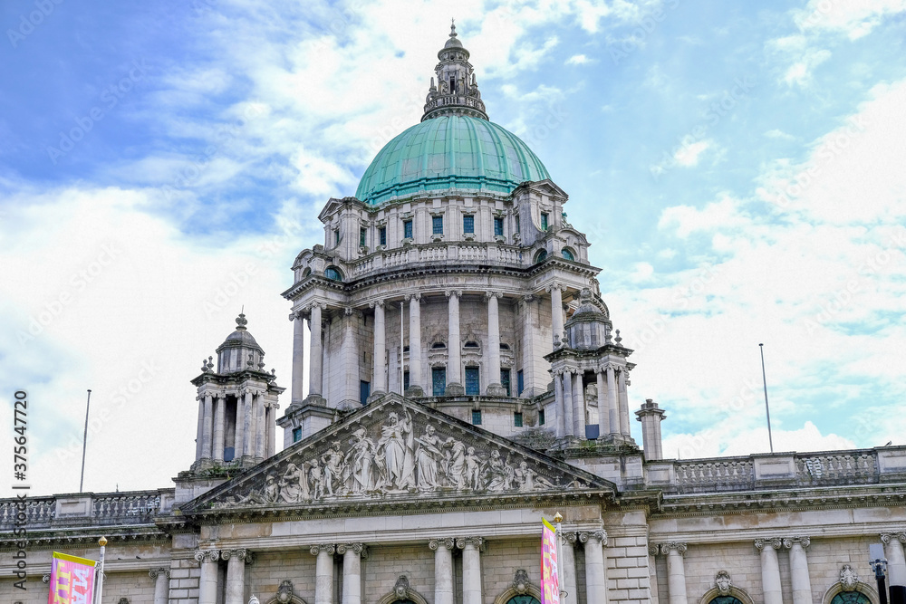 Belfast - August 2019: the exterior of the city hall