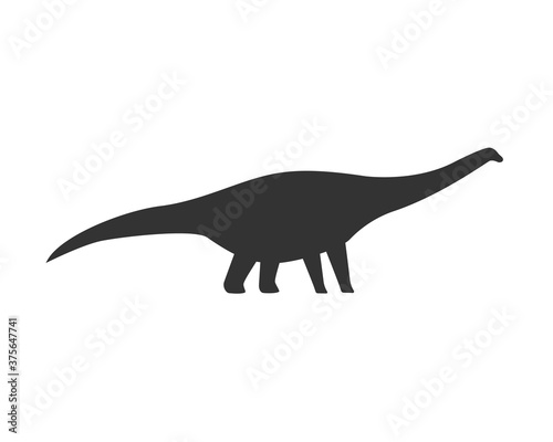 Diplodocus dinosaur. Monochrome vector illustration of silhouette of prehistoric sauropod isolated on white background