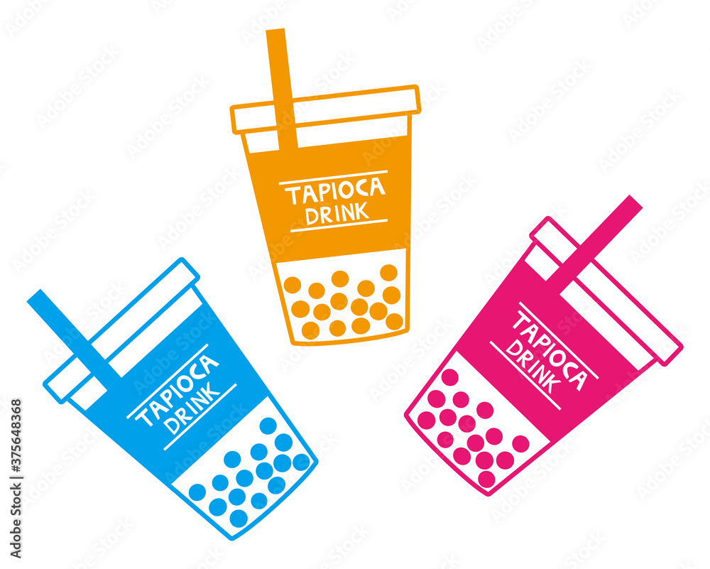 タピオカドリンクのベクターイラスト タピオカミルクティー Stock Vector Adobe Stock