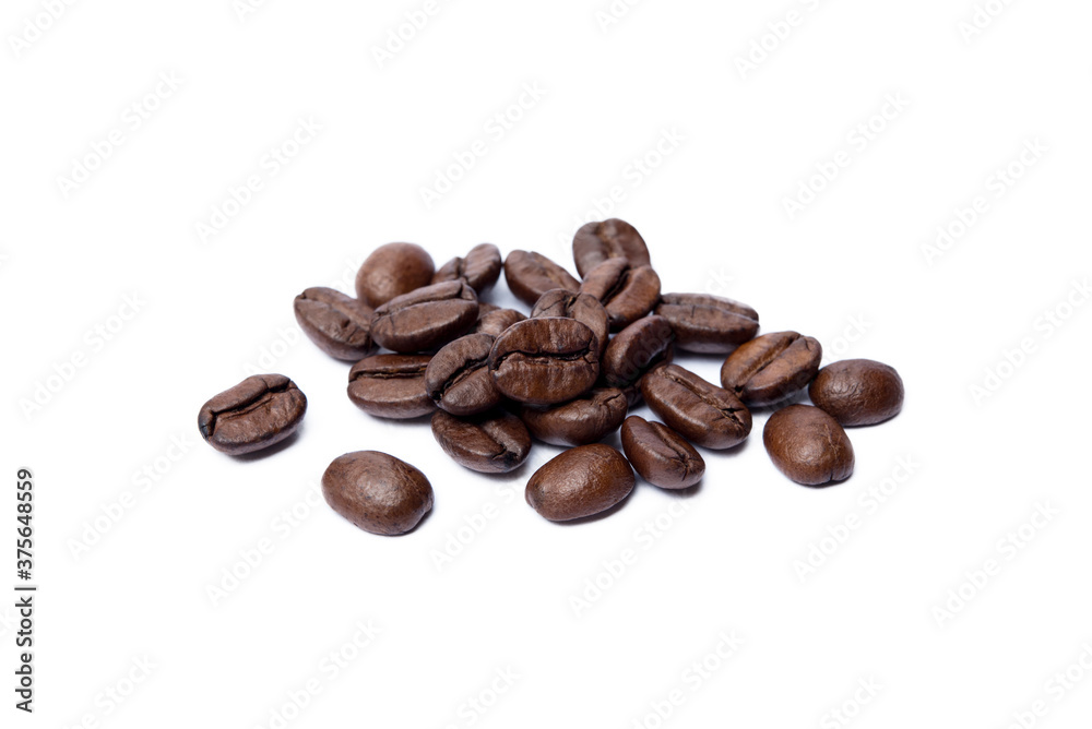 Roasted coffee beans isolated on white background Roasted coffee beans isolated on white background