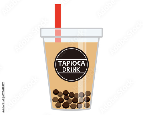 タピオカドリンクのベクターイラスト　タピオカミルクティー
