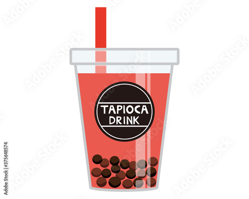 タピオカドリンクのベクターイラスト　タピオカミルクティー