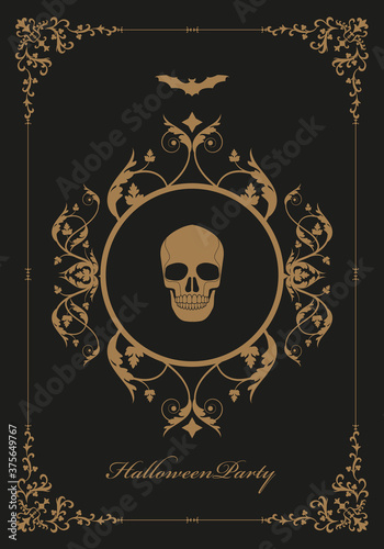 Fotografie, Obraz Frame illustration ornamental background with terrifying symbols