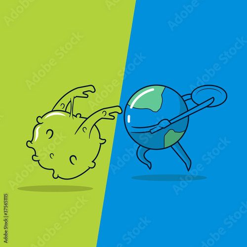Corona Virus Vs Earth Character Vector Images