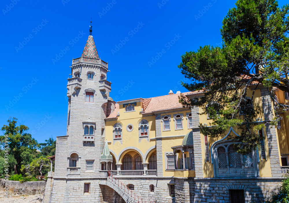 Condes de Castro Guimaraes Museum, a beautiful palace-house from the late 19th century, located in Cascais, Portugal.