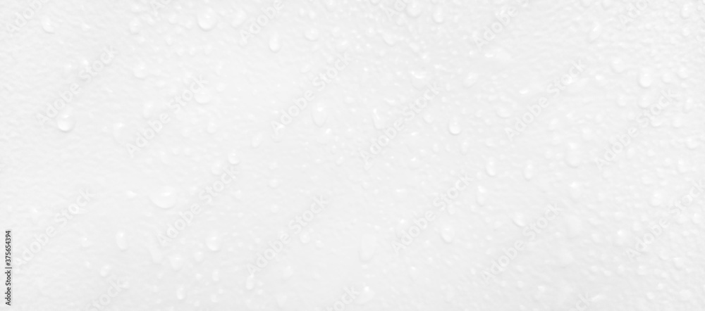 Water droplets perched on a white background. Water droplets perched on a white background.