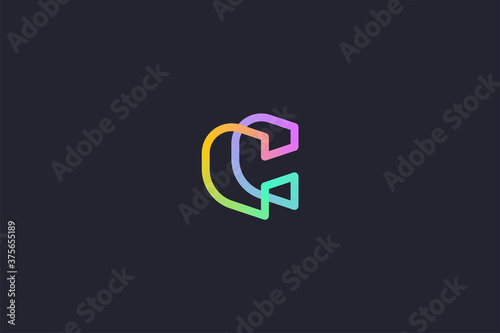 Technology Letter C Logo Abstract Whimsical Monogram