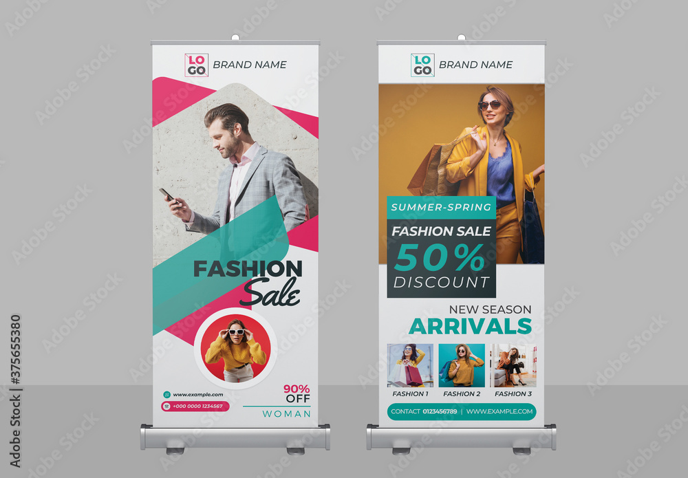New Arrival Fashion Sale Roll Up Banner Layout Pack Stock Template ...