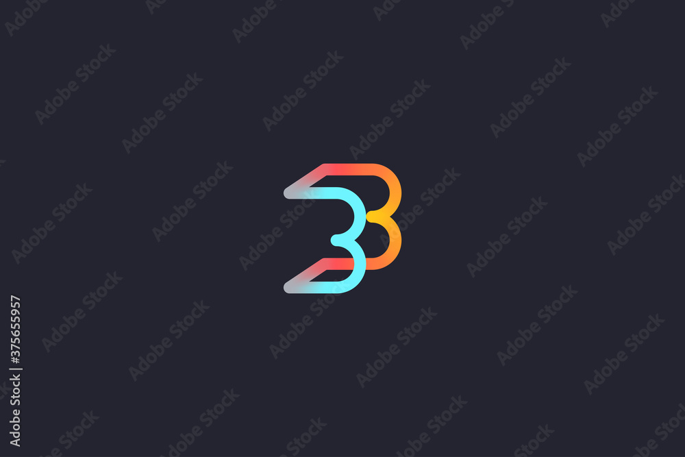 Technology Letter B Logo Abstract Whimsical Monogram - obrazy, fototapety, plakaty 