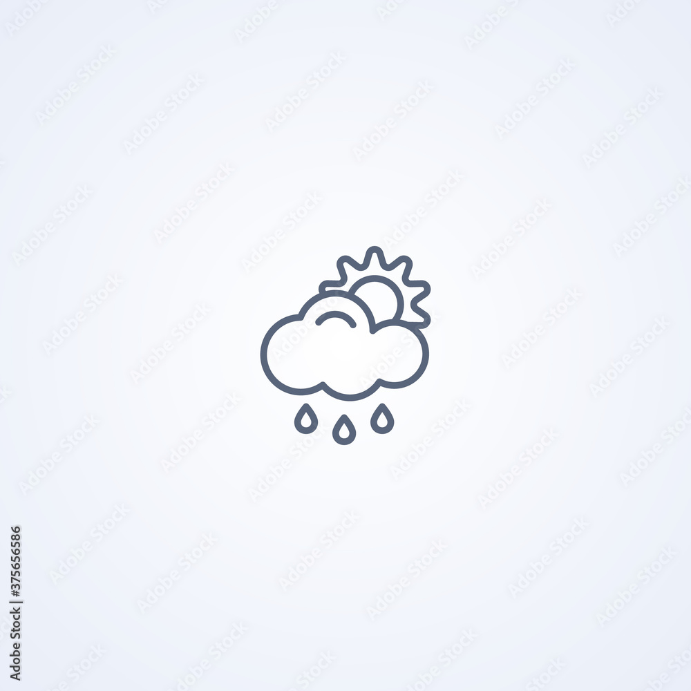 Afternoon rain, vector best gray line icon Afternoon rain, vector best gray line icon