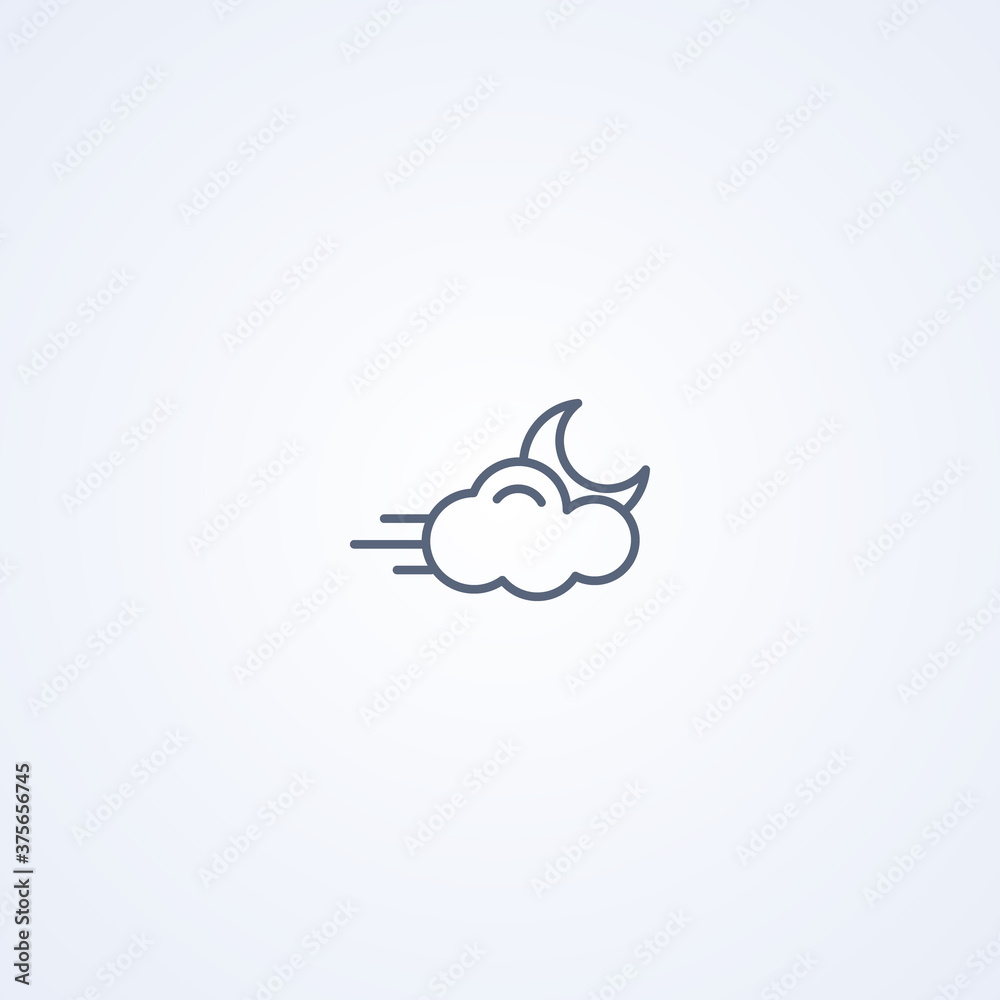 Night wind, vector best gray line icon Night wind, vector best gray line icon