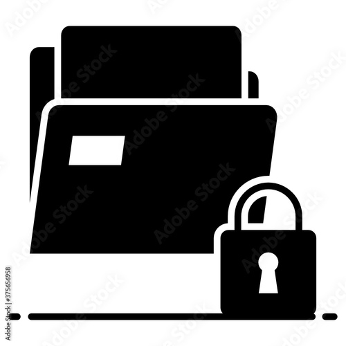 
Data confidentiality, lock with folder in trendy style showing data protection concept 
