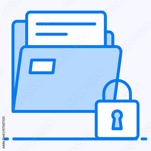 
Data confidentiality, lock with folder in trendy style showing data protection concept 
