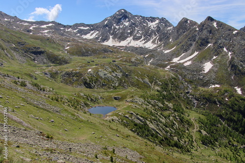 Lakes lying up in the mountains in the Chisone valley. photo
