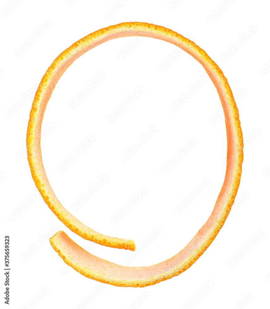 Fresh orange skin isolated on a white background, top view. Citrus fruit. Fresh orange skin isolated on a white background, top view. Citrus fruit.
