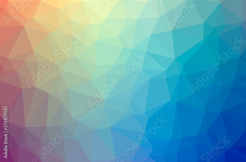 Illustration of abstract Blue, Green And Yellow horizontal low poly background. Beautiful polygon design pattern.