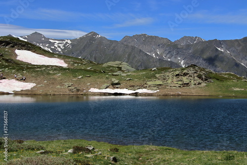 Lakes lying up in the mountains in the Chisone valley. photo