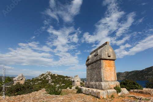 Lycian style tomb along the Mediterranean sea.