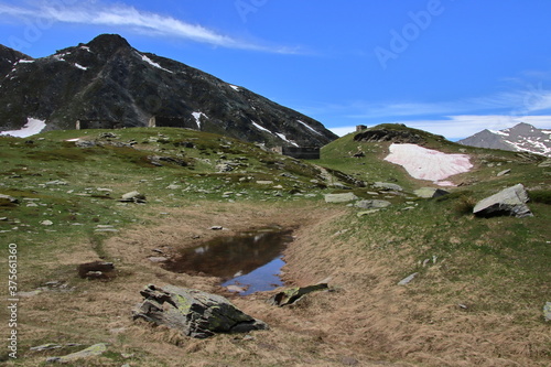 Lakes lying up in the mountains in the Chisone valley. photo