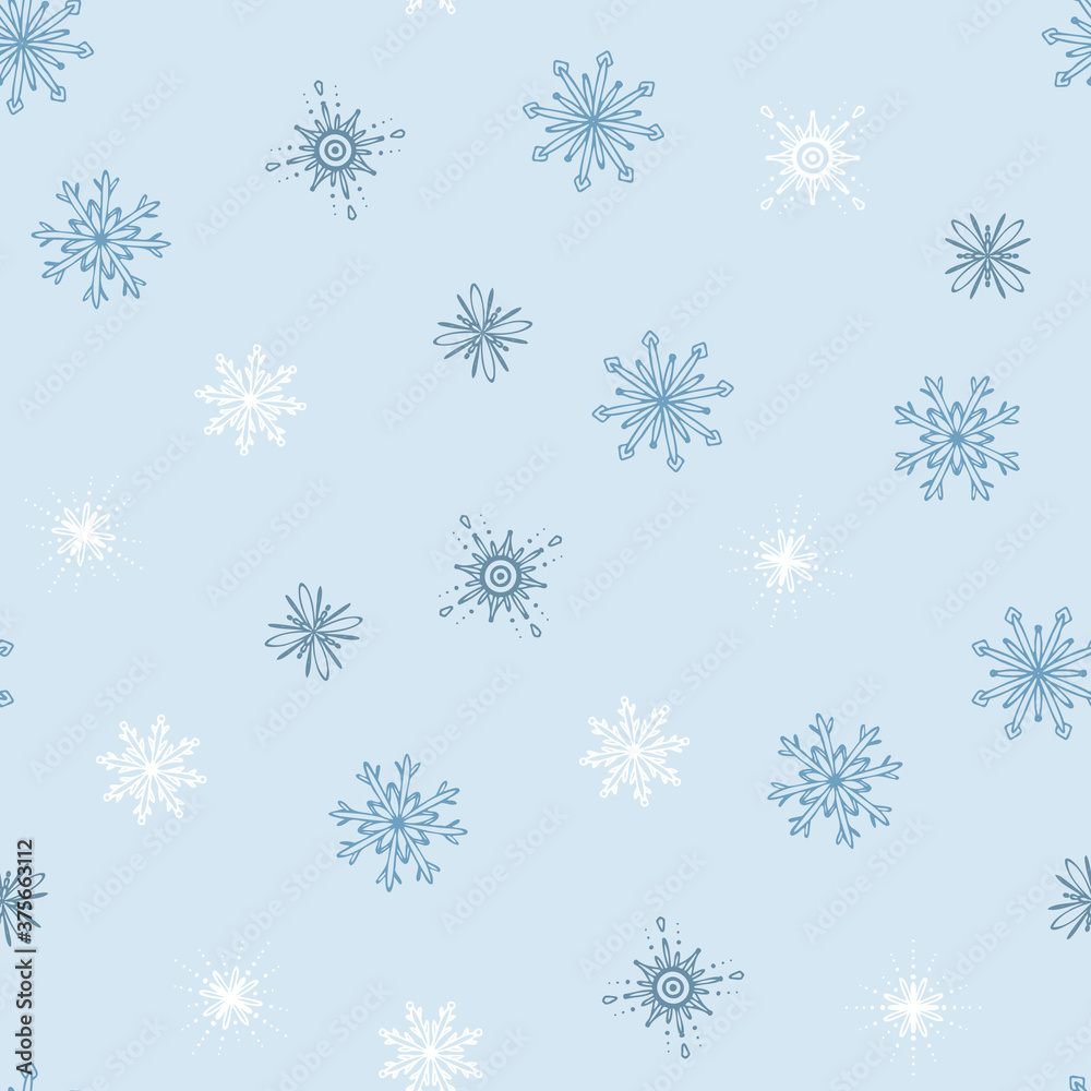 Snowflakes seamless pattern design for winter and Christmas fabric, wrapping, textile, wallpaper, background.