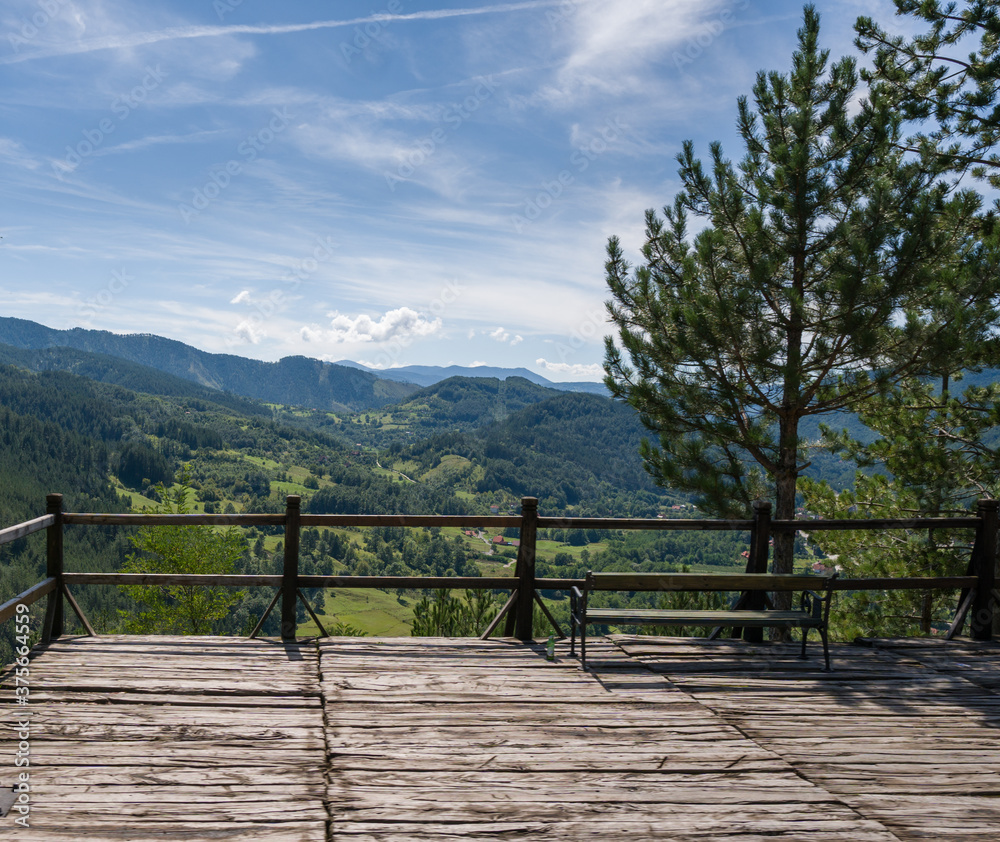 Observation deck on the mountain landscape Tara mountain Serbia