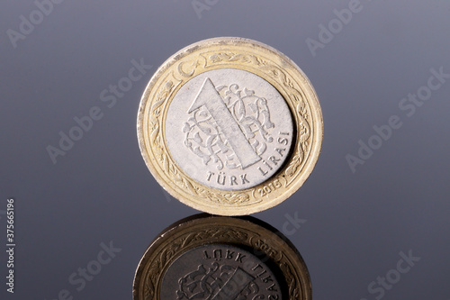  Turkish coin with reflection photo