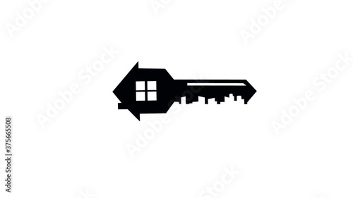 silhouette of a house and key for real estate vector 