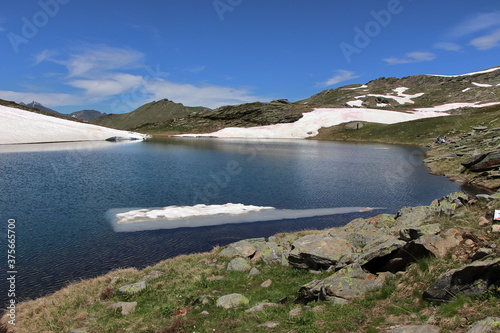 Lakes lying up in the mountains in the Chisone valley. photo