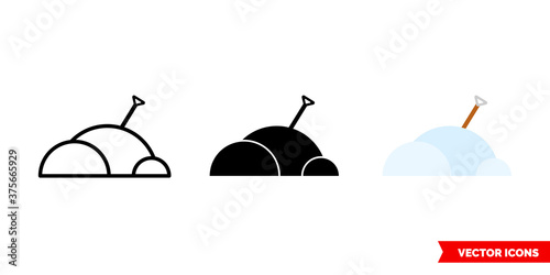 Snow icon of 3 types color, black and white, outline. Isolated vector sign symbol.
