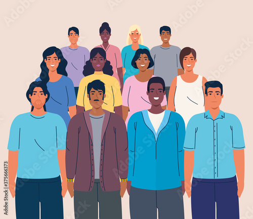 crowd of people together multi ethnic, concept of diversity and multiculturalism vector illustration design
