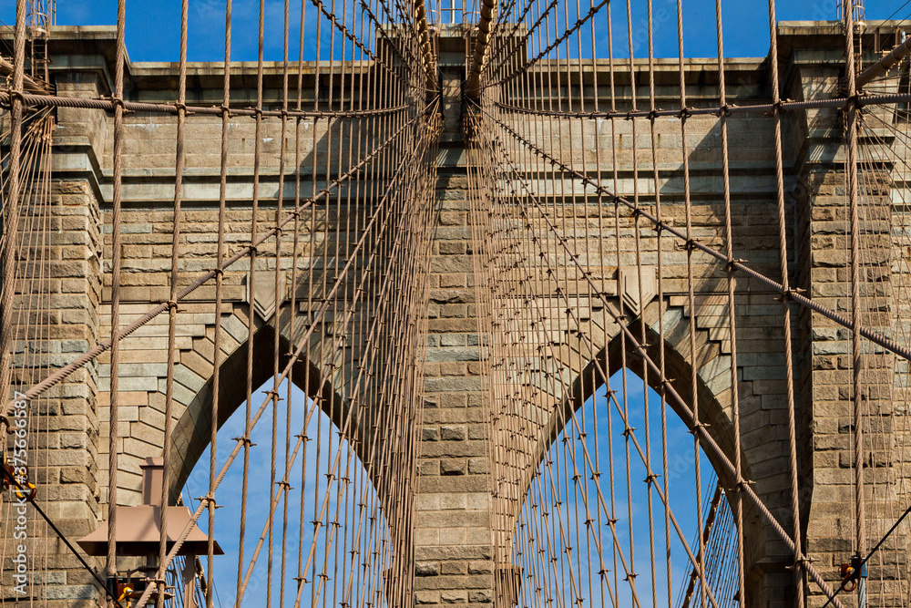 Fototapeta premium Architectural details of Brooklyn Bridge, New York City, USA.