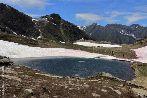 Lakes lying up in the mountains in the Chisone valley. photo